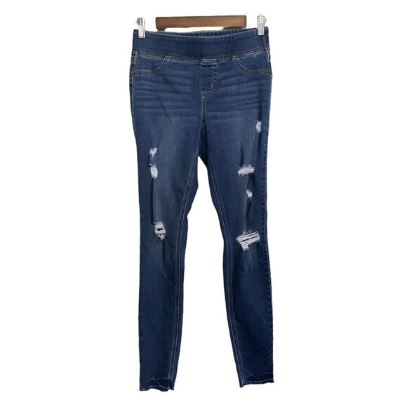 Old Navy Women's Dark Distressed Rockstar Super Skinny Jeggings Mid Rise Jeans 2 - Picture 2 of 9